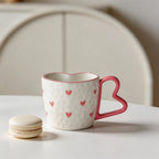 Ensemble tasse et soucoupe coeur en céramique rose 300 ml pour café thé