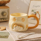 Tasse à café en céramique sur le thème du chat, mug artisanal pour amoureux des chats, tasse commémorative pour animaux de compagnie