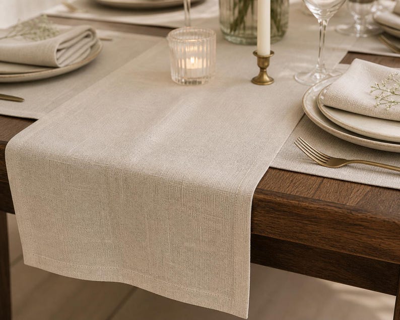 Chemin de table en lin pour mariage, dimensions multiples