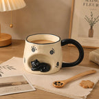 Tasse à café en céramique sur le thème du chat, mug artisanal pour amoureux des chats, tasse commémorative pour animaux de compagnie