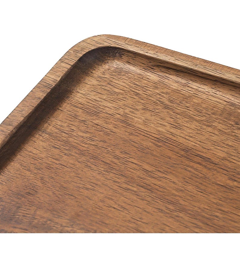 Plateau de service en bois naturel 25 x 13 cm, organisateur de cuisine, décoration rustique