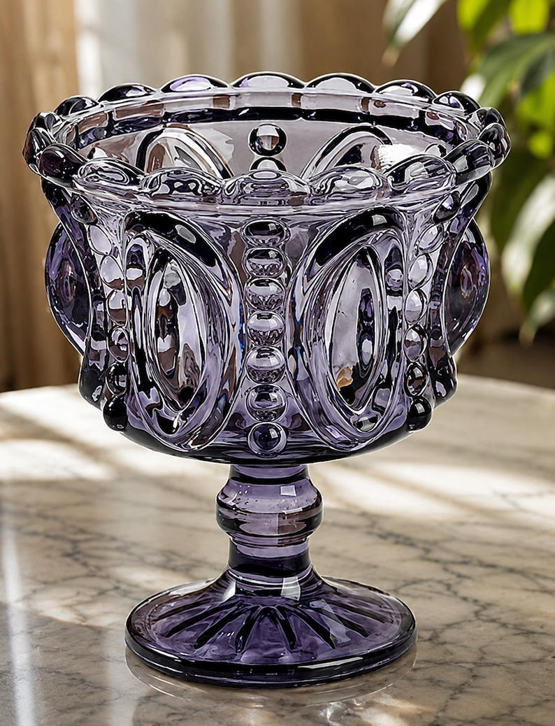 Ensemble de gobelets en verre violet vintage, bols à dessert en relief, tasses à lavande, décoration cottagecore