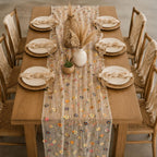 Chemin de table brodé floral en tulle marguerite multicolore 71x30 cm pour salle à manger