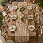 Chemin de table brodé floral en tulle marguerite multicolore 71x30 cm pour salle à manger
