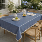 Nappe d'extérieur imperméable bleu poudré, rectangulaire lavable, style toile cirée, tailles surdimensionnées