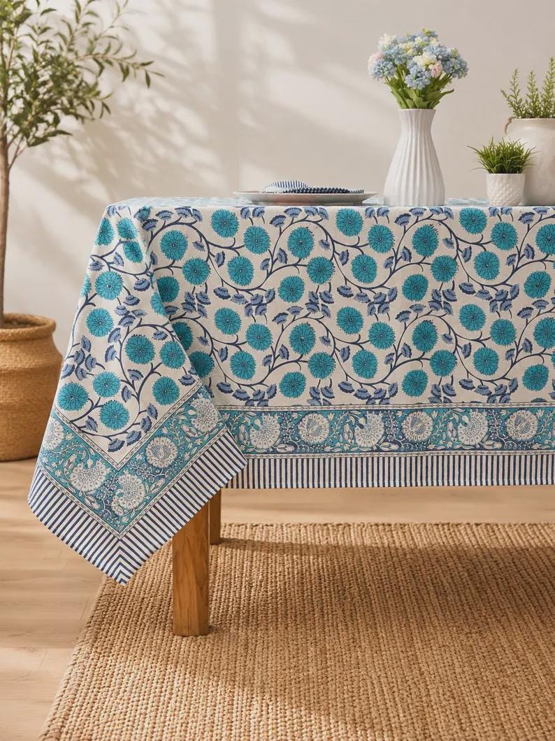 Nappe en coton à imprimé floral - Style bohème