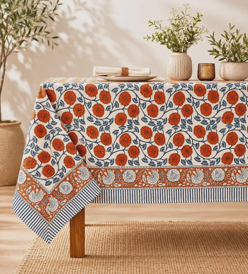 Nappe en coton à imprimé floral - Style bohème