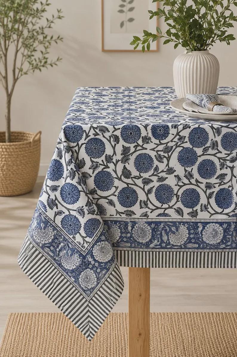Nappe en coton à imprimé floral - Style bohème