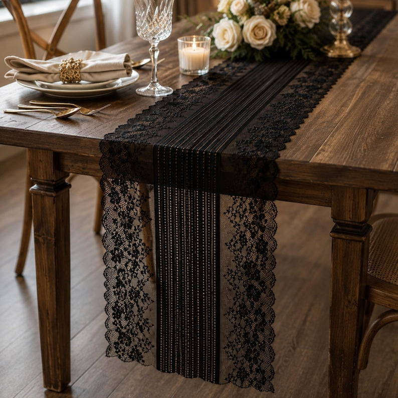 Chemin de table en tulle pailleté français, 38 cm, pour salle à manger, décoration événementielle