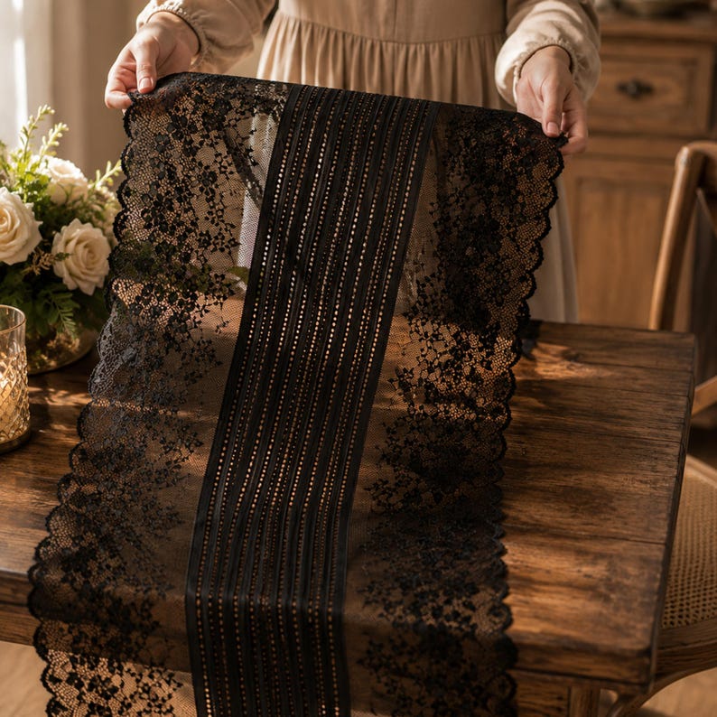 Chemin de table en tulle pailleté français, 38 cm, pour salle à manger, décoration événementielle