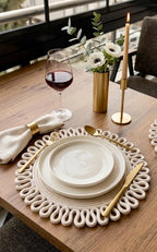 Sets de table en jute crème 33 cm – Ronds faits main