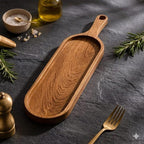 Plateau de service en bois massif avec poignée - Planche à charcuterie rustique 34 x 11 cm