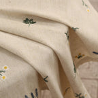 Nappe en lin carrée avec broderie blé, 60x60 cm et 90x90 cm, 100% lin lavé doux