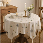 Nappe en lin carrée avec broderie blé, 60x60 cm et 90x90 cm, 100% lin lavé doux