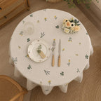 Nappe en lin carrée avec broderie blé, 60x60 cm et 90x90 cm, 100% lin lavé doux