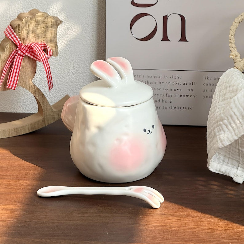 Mug en céramique avec couvercle lapin, 350 ml