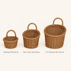 Ensemble de 3 paniers suspendus en rotin, rangement mural en osier, style rustique