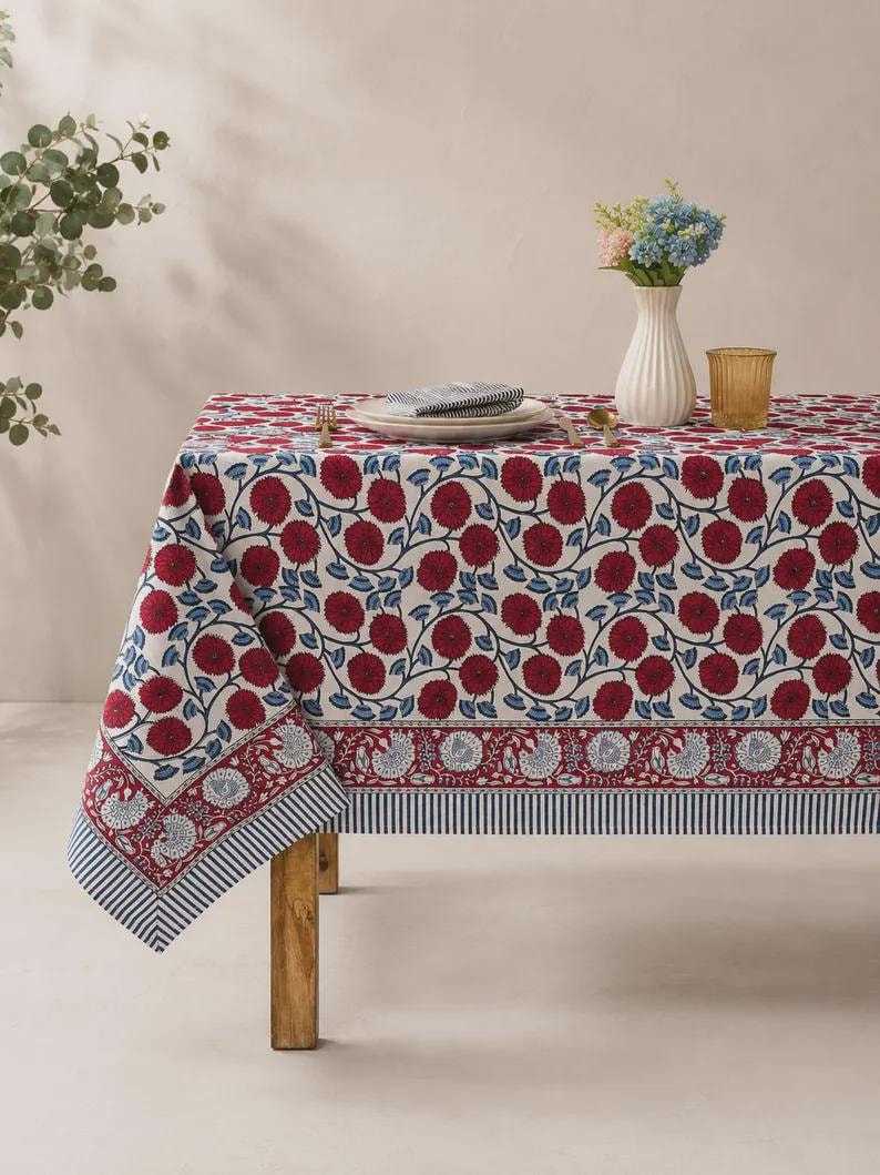 Nappe en coton à imprimé floral - Style bohème