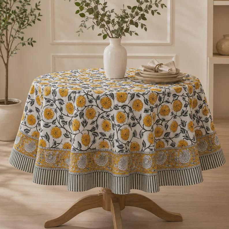 Nappe en coton à imprimé floral - Style bohème