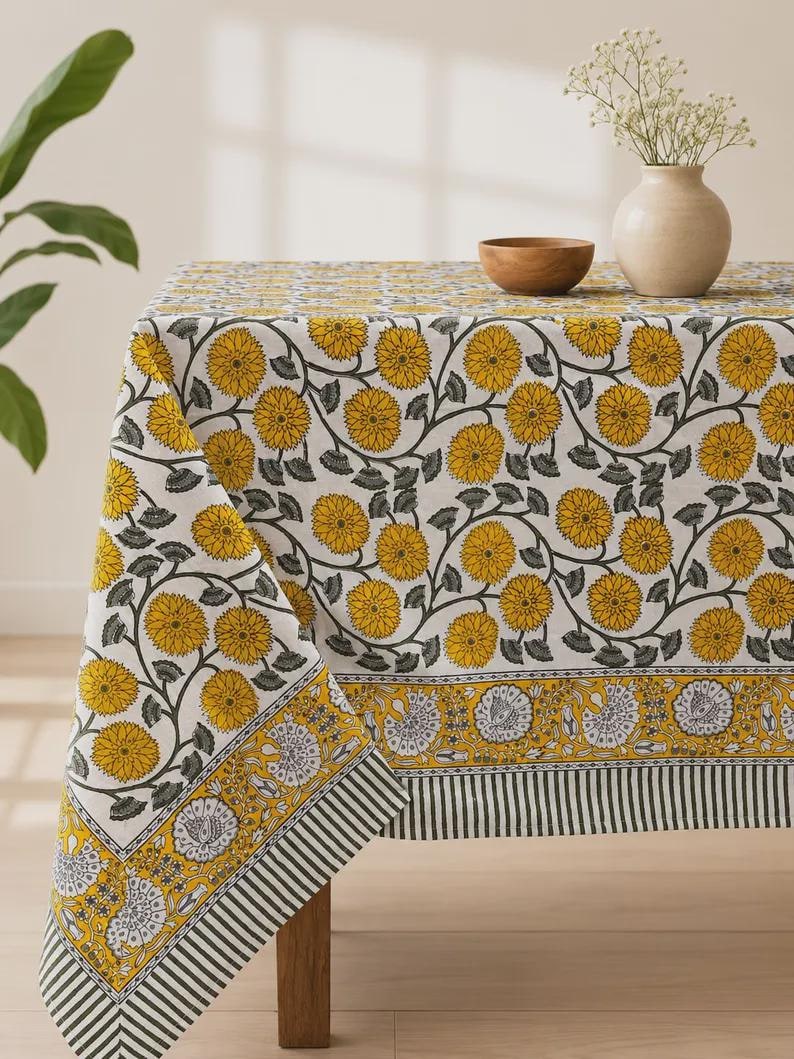 Nappe en coton à imprimé floral - Style bohème