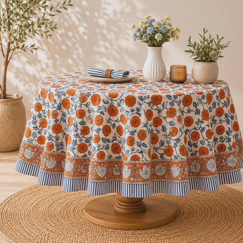 Nappe en coton à imprimé floral - Style bohème