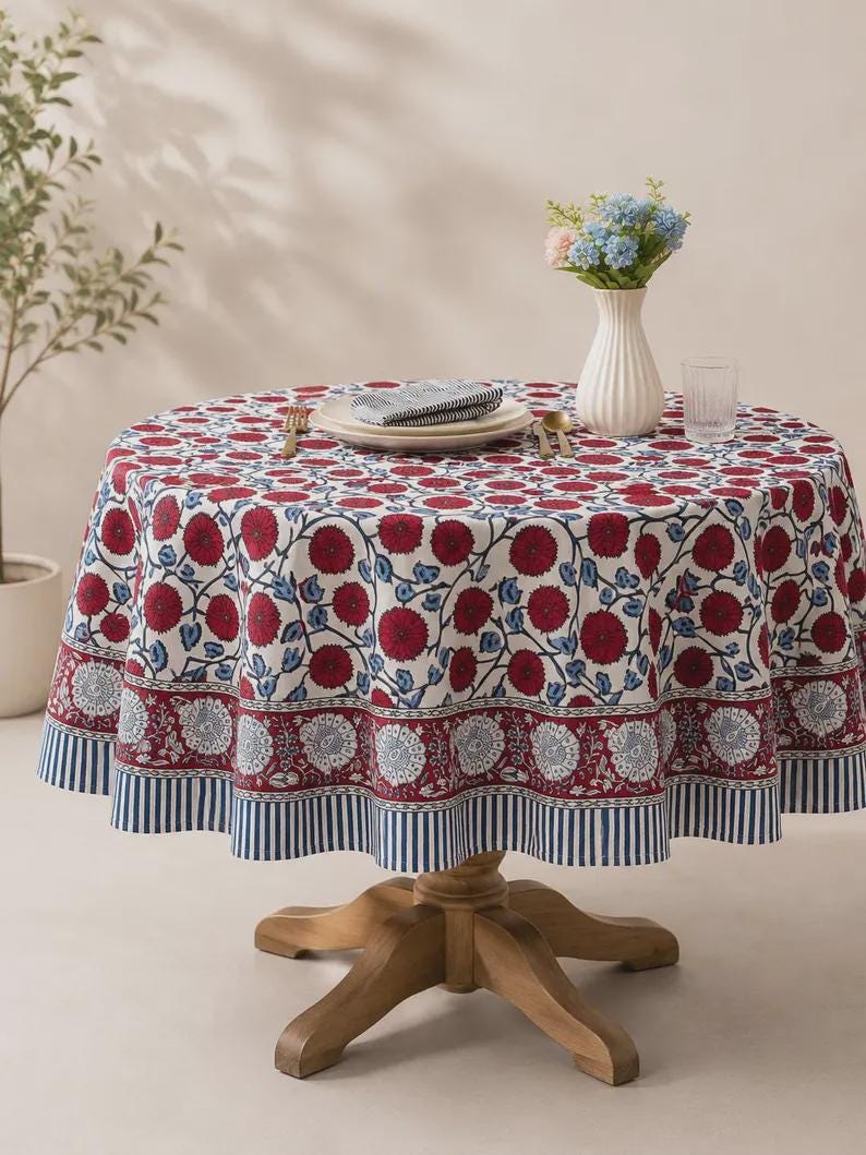 Nappe en coton à imprimé floral - Style bohème