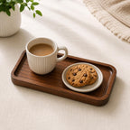 Plateau de service en bois naturel 25 x 13 cm, organisateur de cuisine, décoration rustique