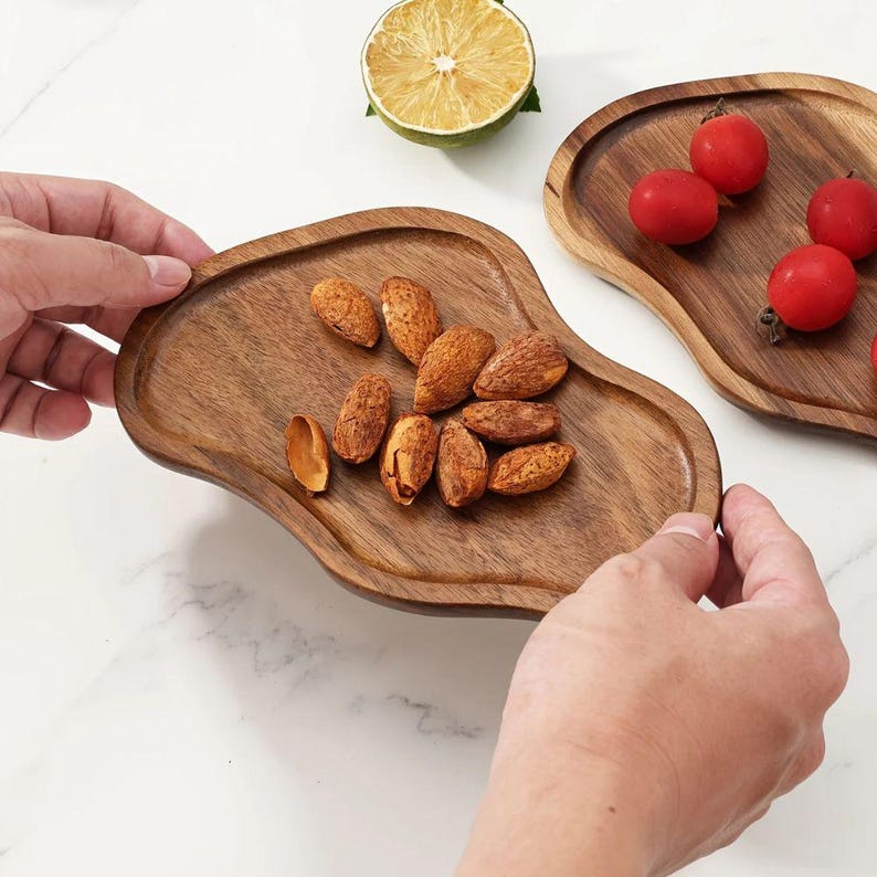 Plateau en bois résistant, Assiette de service décorative, Plateau de cuisine, 1 pièce