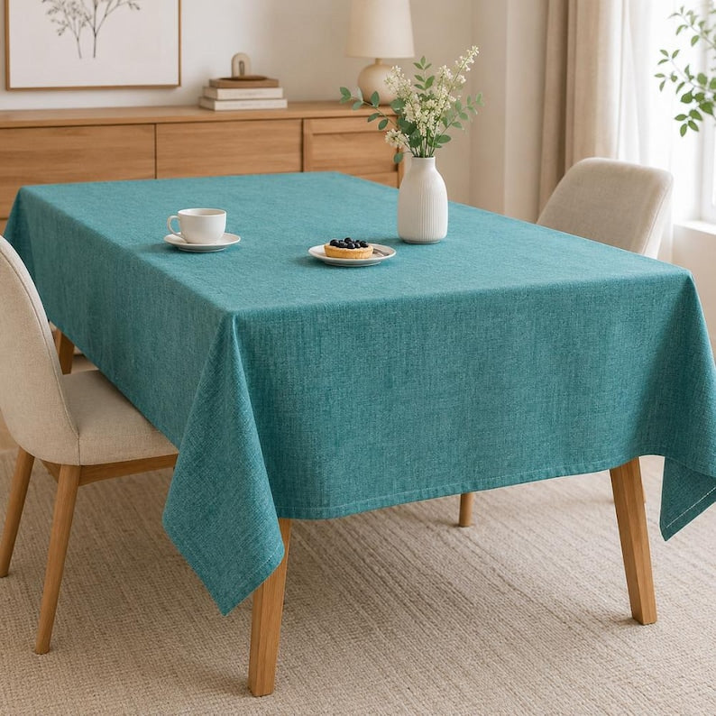 Nappe rectangulaire imperméable aspect lin résistant aux plis 60x60 cm à 140x240 cm