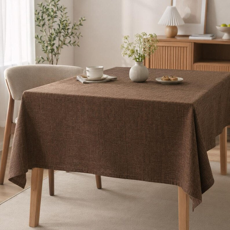 Nappe rectangulaire imperméable aspect lin résistant aux plis 60x60 cm à 140x240 cm