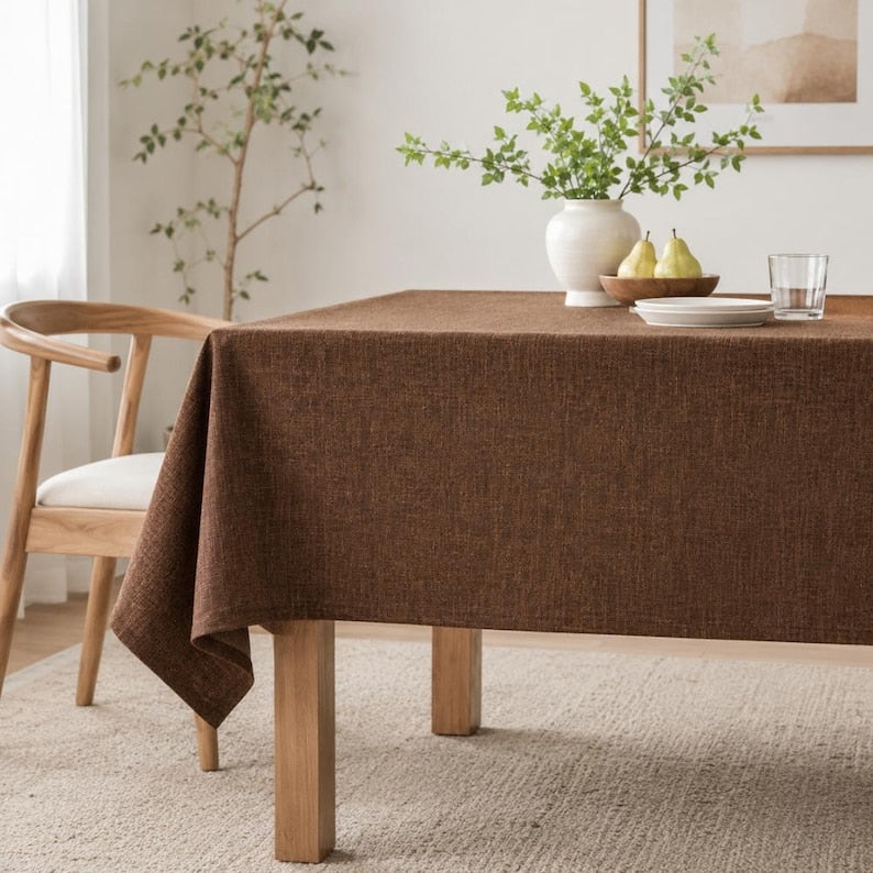 Nappe rectangulaire imperméable aspect lin résistant aux plis 60x60 cm à 140x240 cm