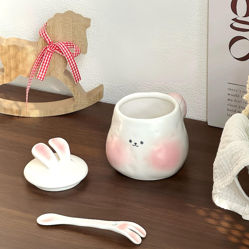 Mug en céramique avec couvercle lapin, 350 ml