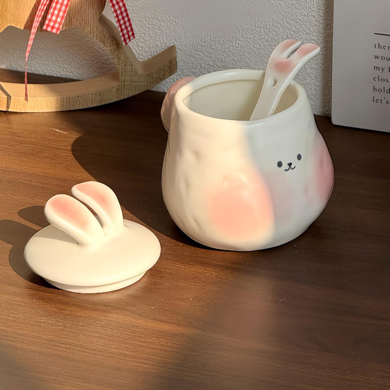 Mug en céramique avec couvercle lapin, 350 ml