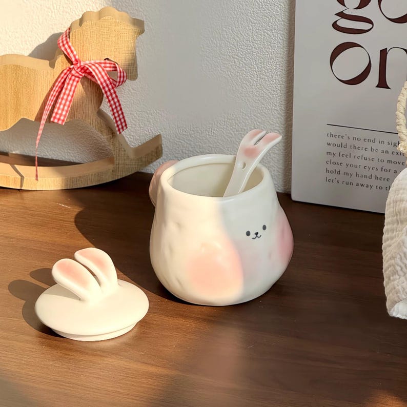 Mug en céramique avec couvercle lapin, 350 ml