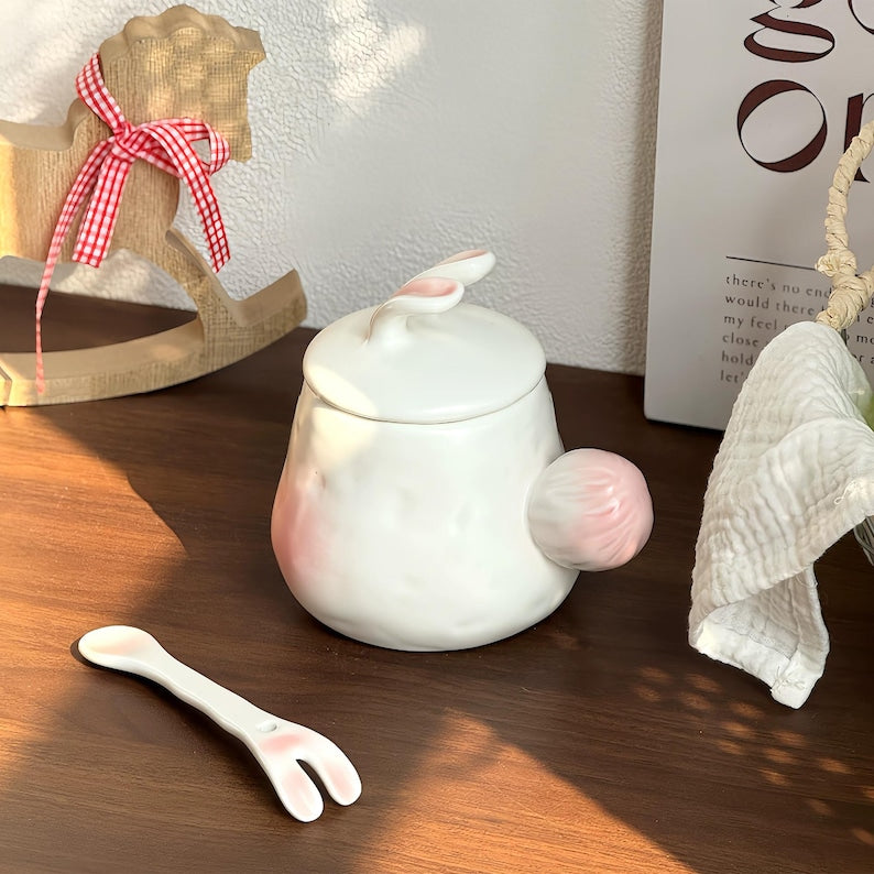 Mug en céramique avec couvercle lapin, 350 ml