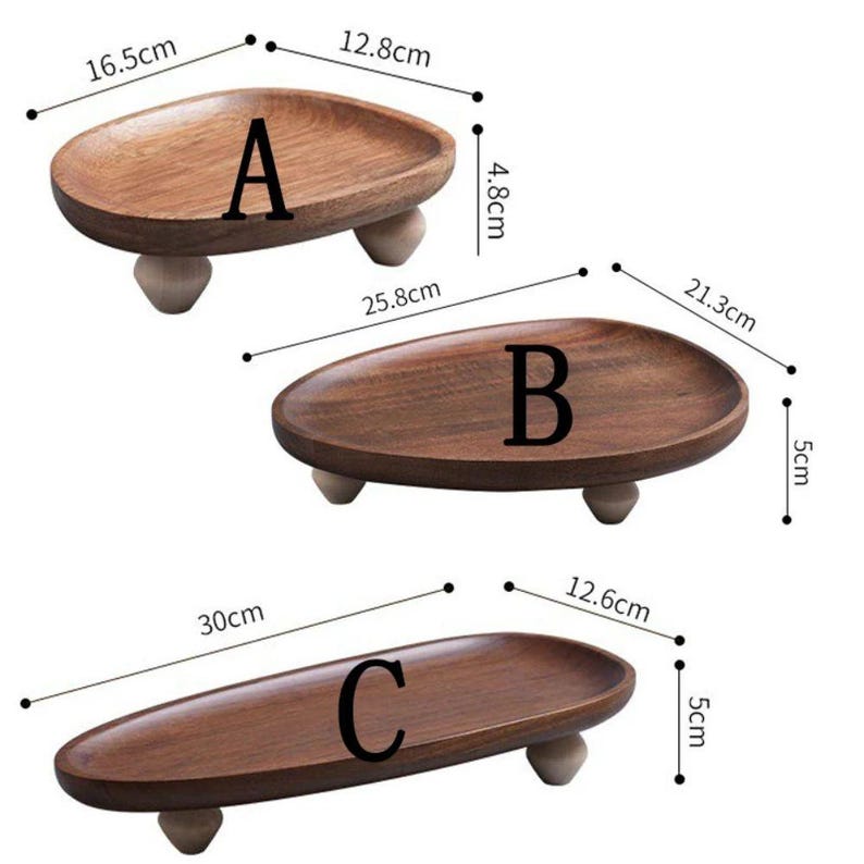 Plateau en bois résistant avec pieds de forme irrégulière, Plateau de service décoratif