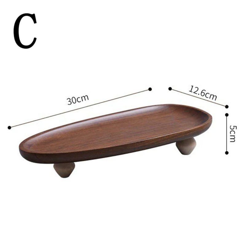 Plateau en bois résistant avec pieds de forme irrégulière, Plateau de service décoratif