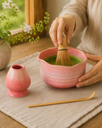 Bol à matcha lavande brumeux avec porte-cuillère et accessoires en céramique faits main, 400 ml