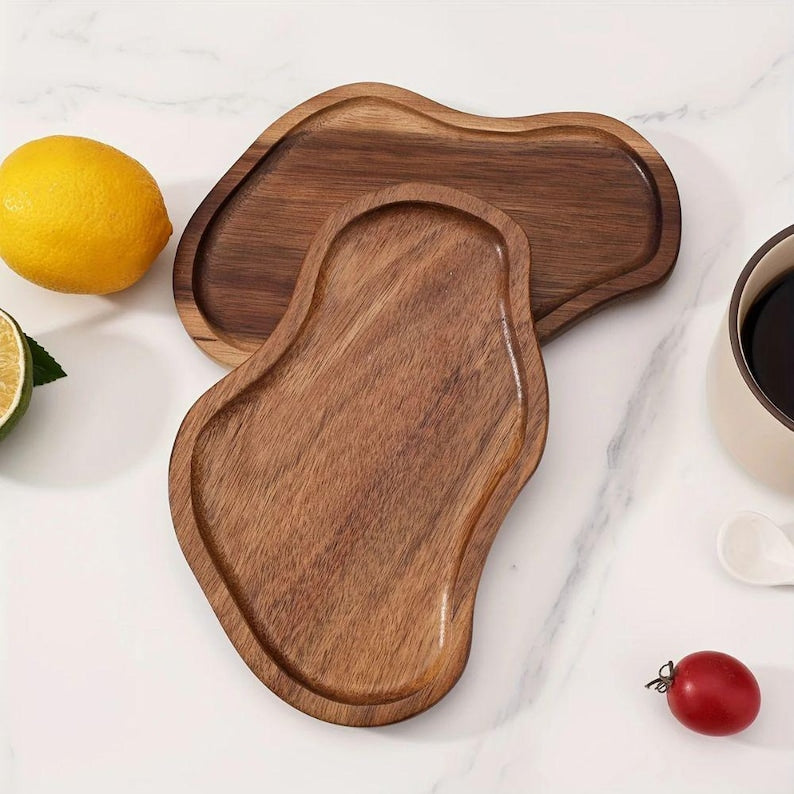 Plateau en bois résistant, Assiette de service décorative, Plateau de cuisine, 1 pièce