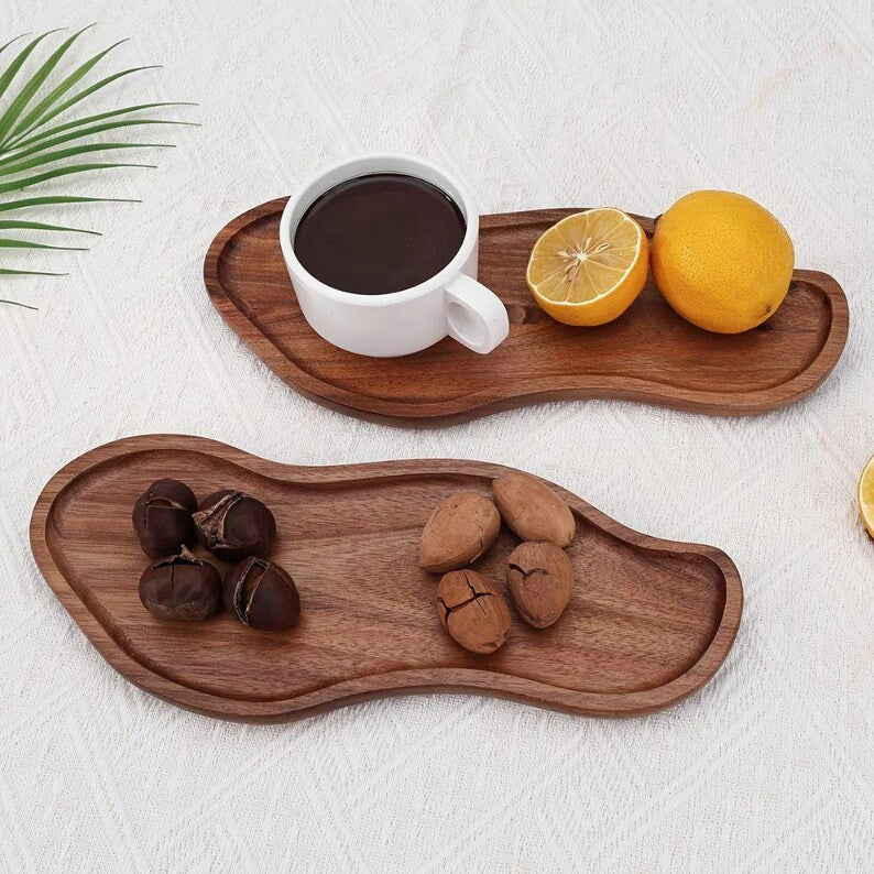 Plateau en bois résistant, Assiette de service décorative, Plateau de cuisine, 1 pièce