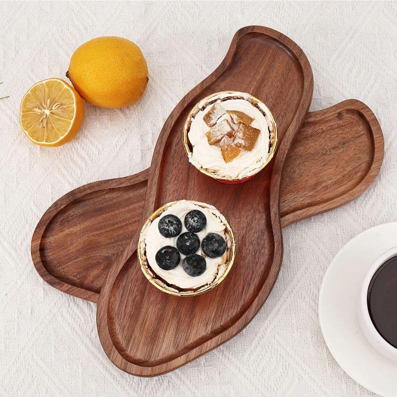 Plateau en bois résistant, Assiette de service décorative, Plateau de cuisine, 1 pièce