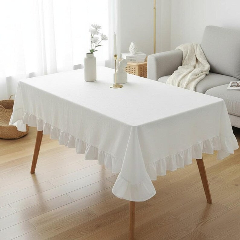 Nappe en coton à volants style ferme, décoration cottagecore