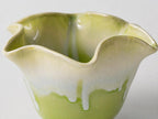 Bol à Matcha en Céramique Vert Printemps Forme Fleur avec Bec Verseur et Support - Ensemble Cadeau pour Thé Matcha
