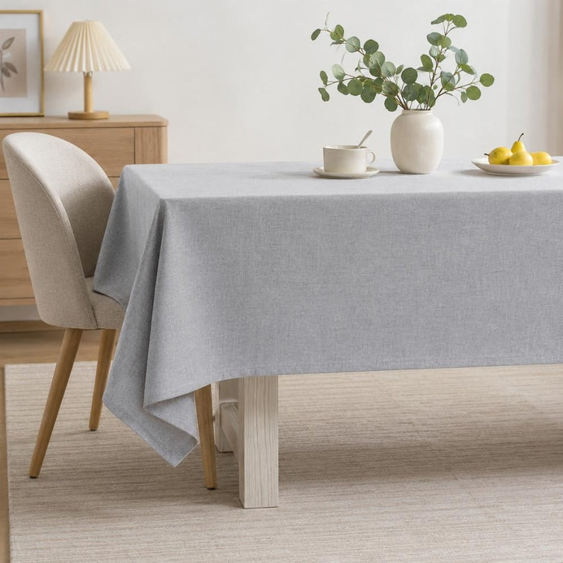 Nappe rectangulaire imperméable aspect lin résistant aux plis 60x60 cm à 140x240 cm