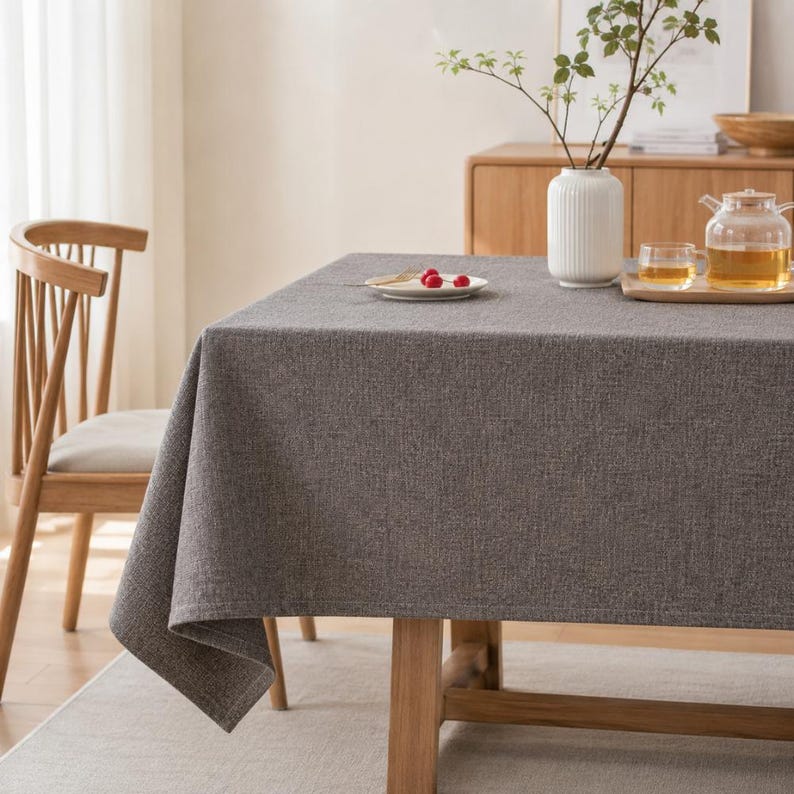 Nappe rectangulaire imperméable aspect lin résistant aux plis 60x60 cm à 140x240 cm