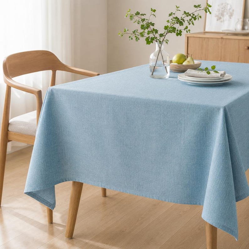 Nappe rectangulaire imperméable aspect lin résistant aux plis 60x60 cm à 140x240 cm