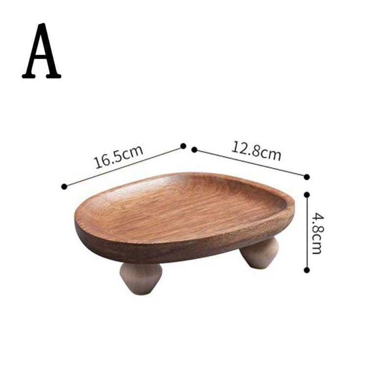 Plateau en bois résistant avec pieds de forme irrégulière, Plateau de service décoratif