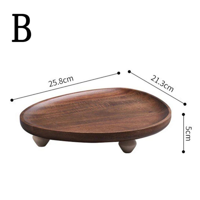 Plateau en bois résistant avec pieds de forme irrégulière, Plateau de service décoratif