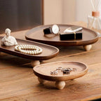 Plateau en bois résistant avec pieds de forme irrégulière, Plateau de service décoratif