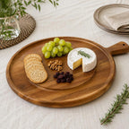 Planche à charcuterie ronde en bois d'acacia avec poignée, 13 pouces